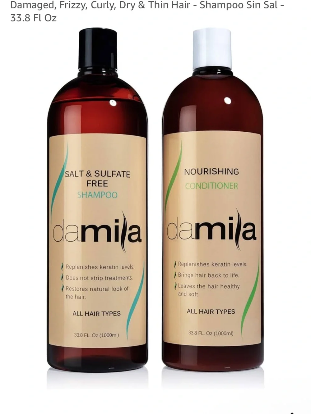 Damila Set - Shampoo & Conditioner - One Liter Bottles